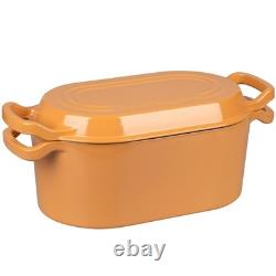 Vorringard Oval Dutch Oven Pot Lid Enamel Coating Cast Iron Bread Pans For