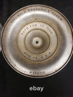 Vtg Aluminum Griswold A 152 1/2 C 9 2.5 Qt Dutch Oven Pot Sauce Pan & Cover Lid