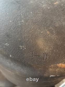 Vtg Cast Iron Dutch Oven Bean Pot With Lid Marked FBP D Inside Lid Handle Antiqu