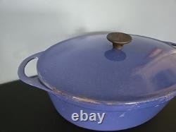 Vtg Cousance / Le Creuset France Blue Enameled Cast Iron Dutch Oven #28 WithLid