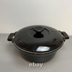 Vtg Cousances #29 Black Enameled Cast Iron Dutch Oven France Le Creuset (Read)