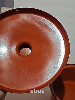 Vtg Hanova of Pasadena Enamel Pot Lid Dutch Oven Orange Lava Splatter 13 WOW