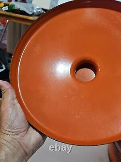 Vtg Hanova of Pasadena Enamel Pot Lid Dutch Oven Orange Lava Splatter 13 WOW