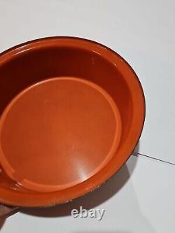 Vtg Hanova of Pasadena Enamel Pot Lid Dutch Oven Orange Lava Splatter 13 WOW