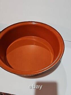 Vtg Hanova of Pasadena Enamel Pot Lid Dutch Oven Orange Lava Splatter 13 WOW