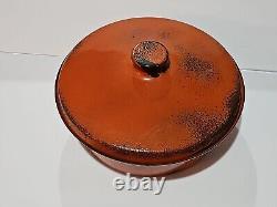 Vtg Hanova of Pasadena Enamel Pot Lid Dutch Oven Orange Lava Splatter 13 WOW