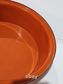 Vtg Hanova of Pasadena Enamel Pot Lid Dutch Oven Orange Lava Splatter 13 WOW