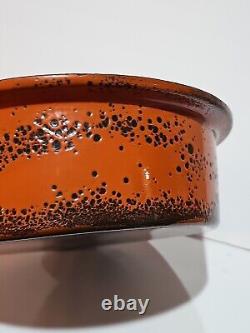 Vtg Hanova of Pasadena Enamel Pot Lid Dutch Oven Orange Lava Splatter 13 WOW