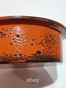 Vtg Hanova of Pasadena Enamel Pot Lid Dutch Oven Orange Lava Splatter 13 WOW