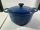 Vtg Le Creuset #26 5.5qt Blue Enamel Cast Iron Covered Dutch Oven France