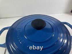 Vtg Le Creuset #26 5.5qt Blue Enamel Cast Iron Covered Dutch Oven France