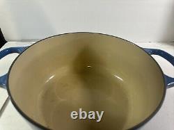 Vtg Le Creuset #26 5.5qt Blue Enamel Cast Iron Covered Dutch Oven France