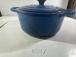 Vtg Le Creuset #26 5.5qt Blue Enamel Cast Iron Covered Dutch Oven France