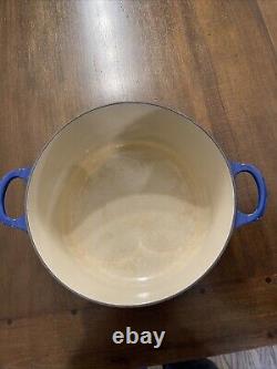 Vtg Le Creuset #26 5.5qt Cobalt Blue Enamel Cast Iron Covered Dutch Oven France