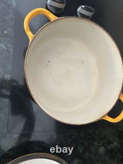 Vtg Le Creuset D Yellow Cast Iron Dutch Oven Pot withLid Made In France, 3.5QT