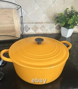 Vtg Le Creuset D Yellow Cast Iron Dutch Oven Pot withLid Made In France, 3.5QT