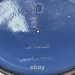 Vtg Le Creuset Enameled Cast Iron Oval Dutch Oven Blue With Lid Pre Owned