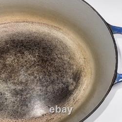Vtg Le Creuset Enameled Cast Iron Oval Dutch Oven Blue With Lid Pre Owned