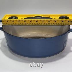 Vtg Le Creuset Enameled Cast Iron Oval Dutch Oven Blue With Lid Pre Owned