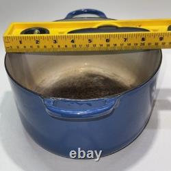 Vtg Le Creuset Enameled Cast Iron Oval Dutch Oven Blue With Lid Pre Owned