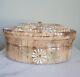 Vtg Made-in Stoneware Dutch Oven & Lid France Handpainted Floral Design Brown 4