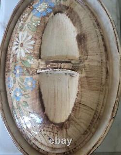 Vtg Made-in Stoneware Dutch Oven & LID France Handpainted Floral Design Brown 4