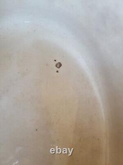 Vtg Made-in Stoneware Dutch Oven & LID France Handpainted Floral Design Brown 4