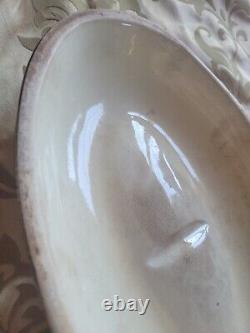 Vtg Made-in Stoneware Dutch Oven & LID France Handpainted Floral Design Brown 4