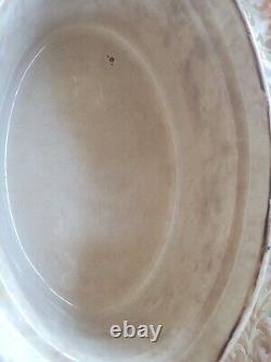 Vtg Made-in Stoneware Dutch Oven & LID France Handpainted Floral Design Brown 4