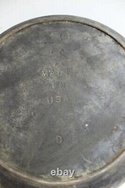 Vtg No 10 Cast Iron Dutch Oven Pot With Lid Bail Handle USA / No Wobble 12 X 5