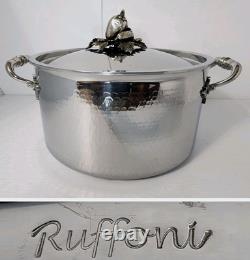 Vtg Ruffoni Opus Prima 6 qt Hammered SS stock Pot Dutch oven Lid Made in Italy