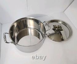 Vtg Ruffoni Opus Prima 6 qt Hammered SS stock Pot Dutch oven Lid Made in Italy