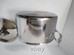 Vtg Ruffoni Opus Prima 6 qt Hammered SS stock Pot Dutch oven Lid Made in Italy