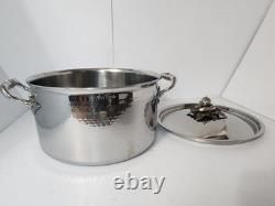 Vtg Ruffoni Opus Prima 6 qt Hammered SS stock Pot Dutch oven Lid Made in Italy