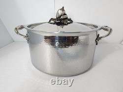 Vtg Ruffoni Opus Prima 6 qt Hammered SS stock Pot Dutch oven Lid Made in Italy