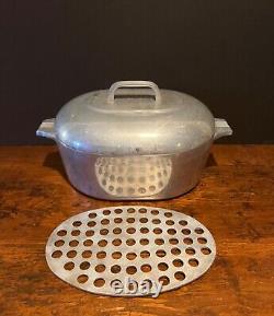 Vtg Wagner Ware Magnalite 4265-P Aluminum 8 Qt Roaster Dutch Oven w Lid & Trivet