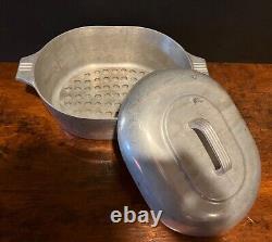 Vtg Wagner Ware Magnalite 4265-P Aluminum 8 Qt Roaster Dutch Oven w Lid & Trivet