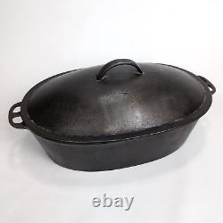 Wagner Ware O No. 4 Cast Iron Oval Roaster Dutch Oven 1920s with Lid RARE 15