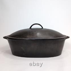 Wagner Ware O No. 4 Cast Iron Oval Roaster Dutch Oven 1920s with Lid RARE 15