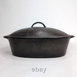 Wagner Ware O No. 4 Cast Iron Oval Roaster Dutch Oven 1920s with Lid RARE 15