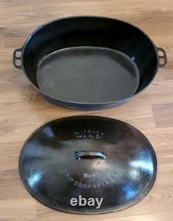 Wagner Ware Sidney #9 Drip Drop Oval Roaster 1289 A withLid Excellent Condition