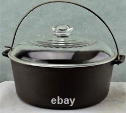 Wagner Ware Sidney O #8 Dutch Oven 1268E with Glass Lid C-8 Stylized Logo