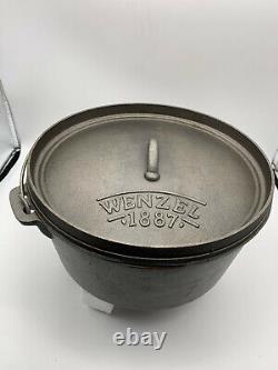 Wenzel 1887 Dutch Oven With Feet handle, Lid & Cover Cast Iron 12
