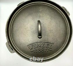 Wenzel 1887 Dutch Oven With Feet handle, Lid & Cover Cast Iron 12