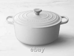 Williams Sonoma Le Creuset Signature Round Dutch Oven 7 1/4 QT Cotton/White