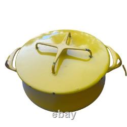3 casseroles vintage Dansk Kobenstyle en émail jaune, cocotte avec couvercle trépied, tailles M, S et L