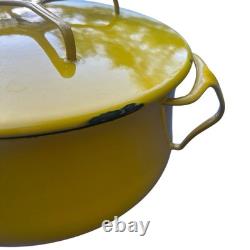 3 casseroles vintage Dansk Kobenstyle en émail jaune, cocotte avec couvercle trépied, tailles M, S et L