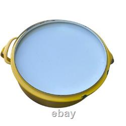 3 casseroles vintage Dansk Kobenstyle en émail jaune, cocotte avec couvercle trépied, tailles M, S et L