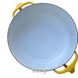 3 casseroles vintage Dansk Kobenstyle en émail jaune, cocotte avec couvercle trépied, tailles M, S et L