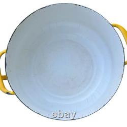 3 casseroles vintage Dansk Kobenstyle en émail jaune, cocotte avec couvercle trépied, tailles M, S et L